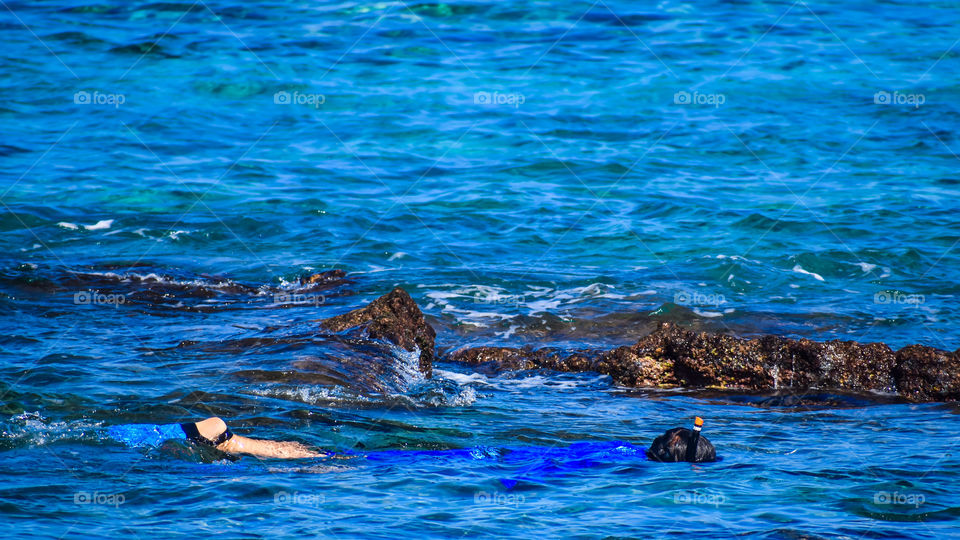 Snorkeling in the reef at Richardson Ocean Park in Hilo, on the Big Island of Hawaii.