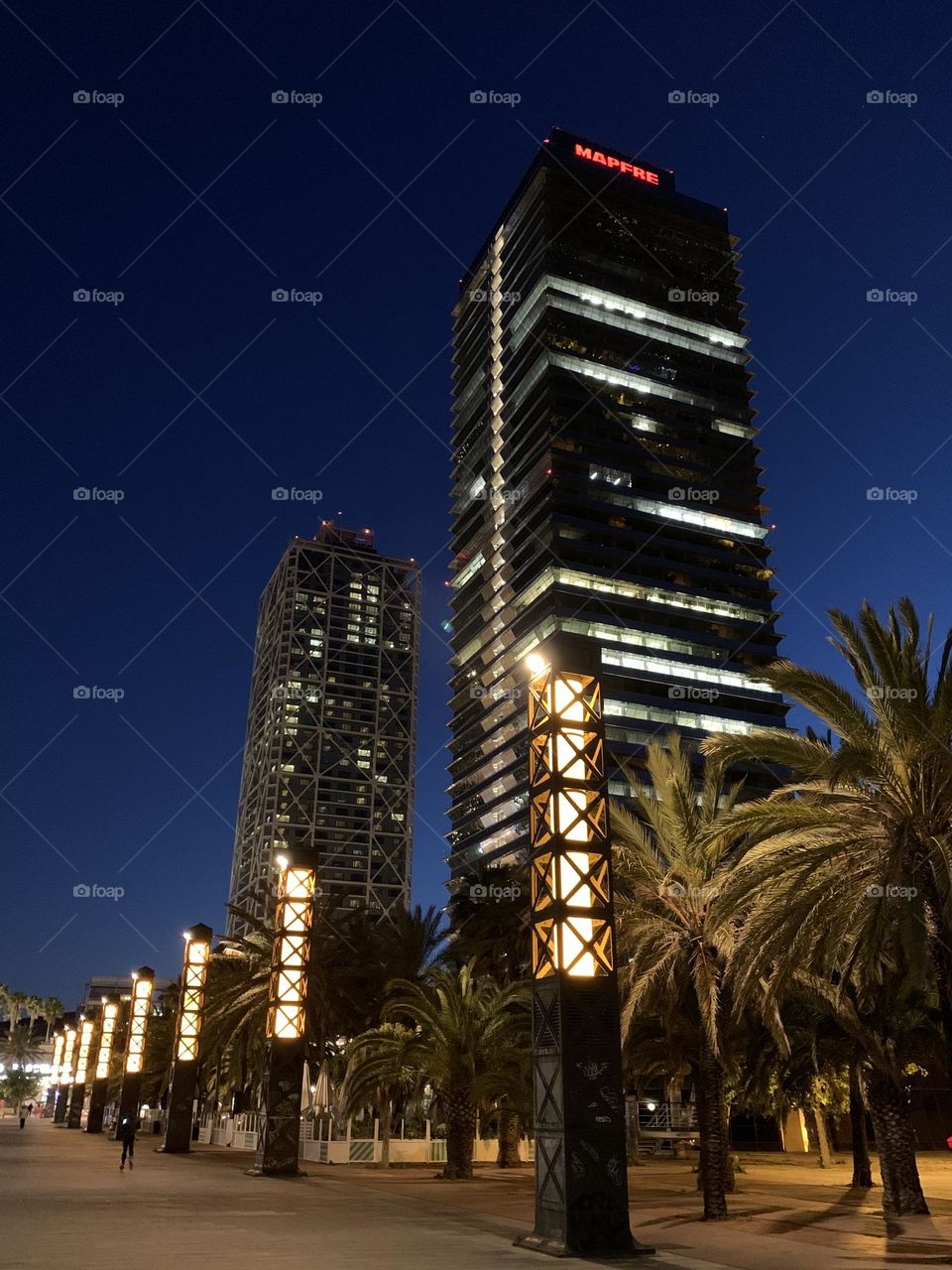 Skyscrapers at Port Olympic, Barcelona, Spain 