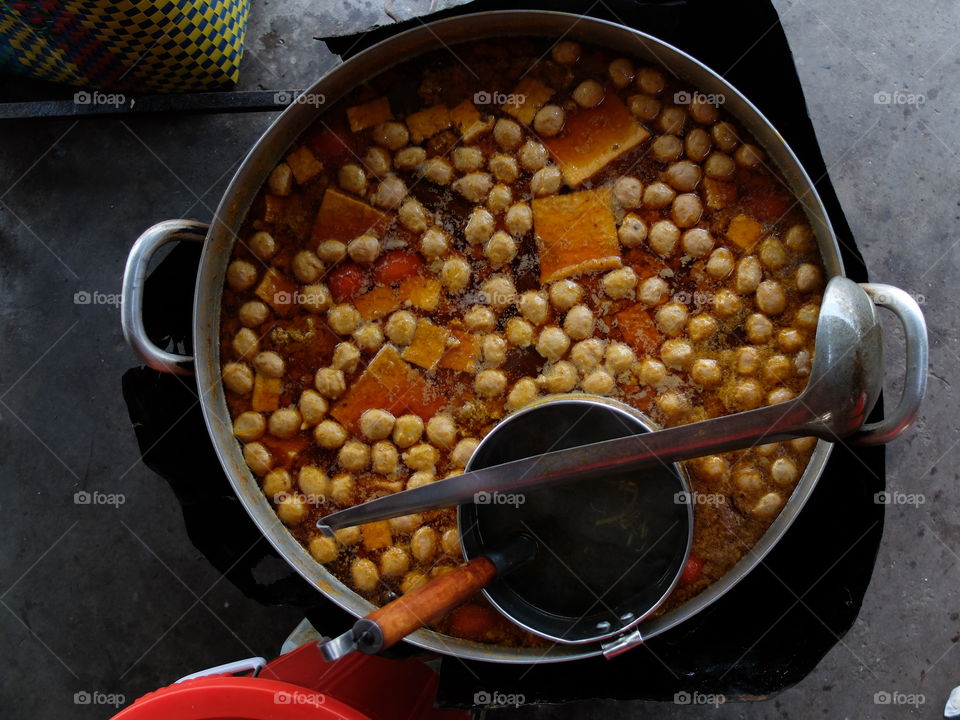 Pot of soup. 