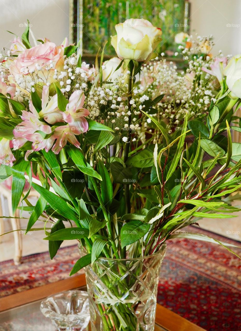 Bouquet of extra large pink roses.