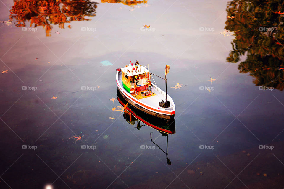 toy boat. remote control boat in Central Park