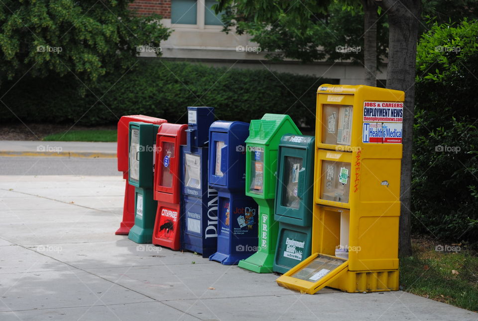 Colorful newspaper vending machine