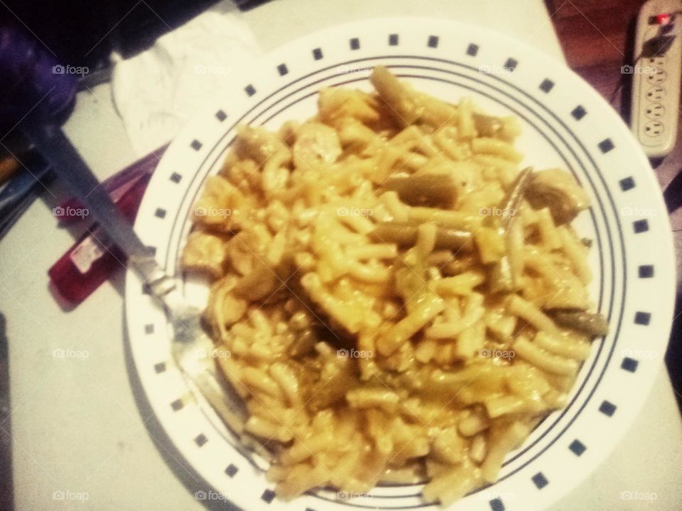 the most wonderful meals you will ever eat real vegetables and macaroni and cheese with chicken breast.