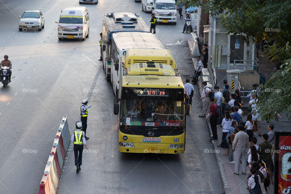 Bus in the bus station in Bangkok Thailand 