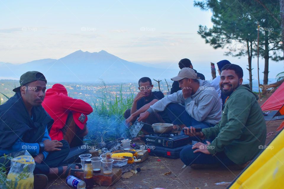 Camping at Puncak Bogor and enjoying the view of Bogor city and Mount Salak in the distance