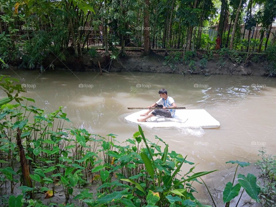 Creative boating on canal