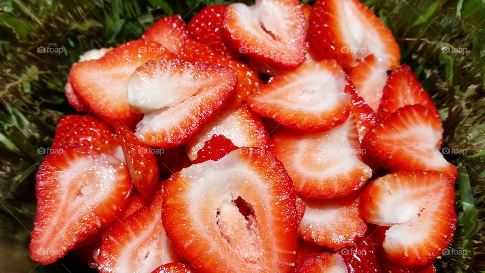 strawberries. sliced strawberries
