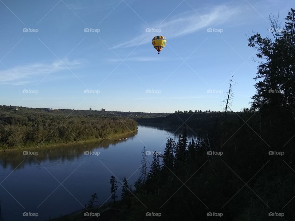 Hot Air Ballon and river view