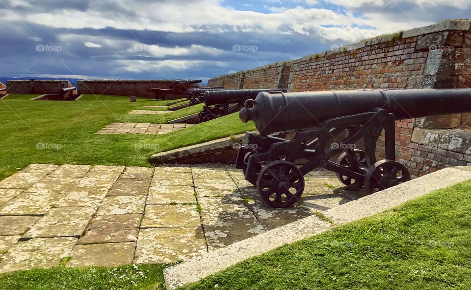 Cannons at the Fortress Fort Goerge near Inverness, in the highlands of Scotland