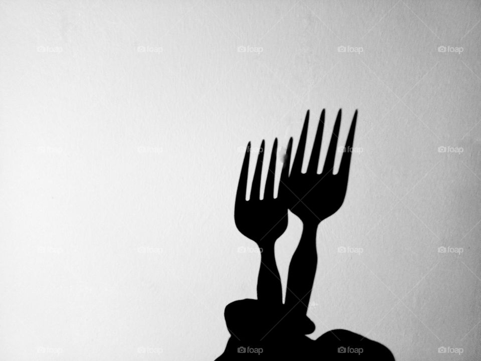 fork shadow on the wall.