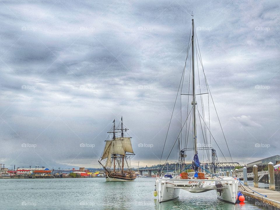 travel on water with a vintage ship or a catamaran