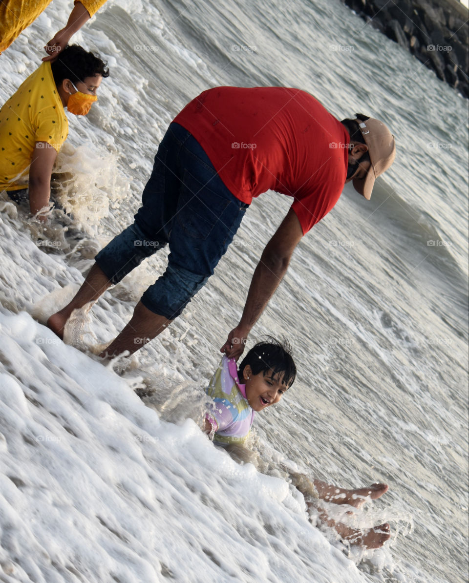 fun at beach anchored for safety