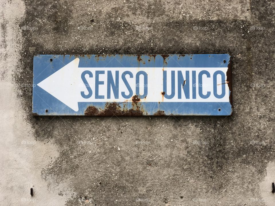 One way road sign, Santa Vittoria in Matenano, Fermo county, Marche region, Italy