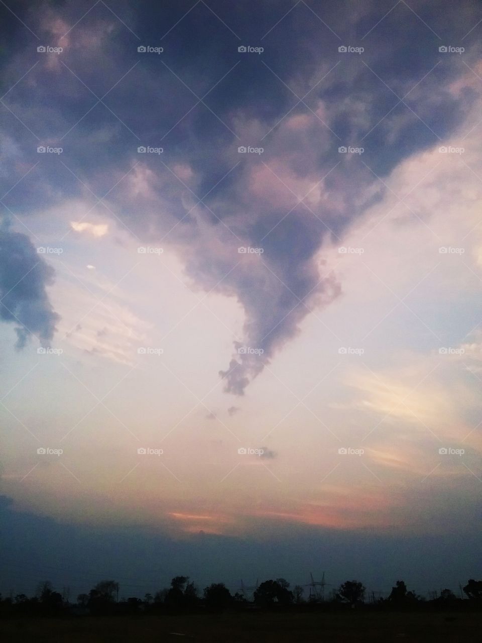 dramatic cloud at dusk