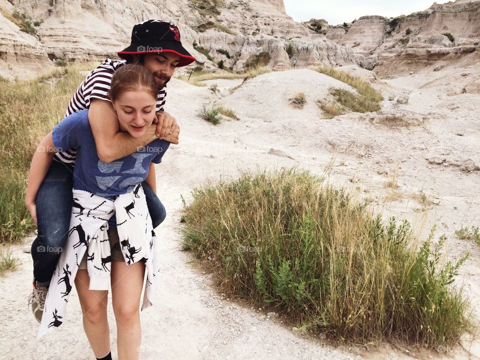 My sister and her boyfriend fooling around at the Badlands!