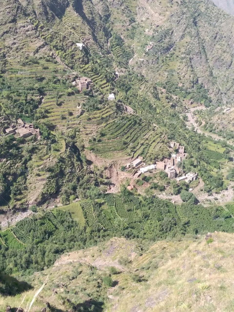 High mountain heights in Yemen, stunning natural views and green trees