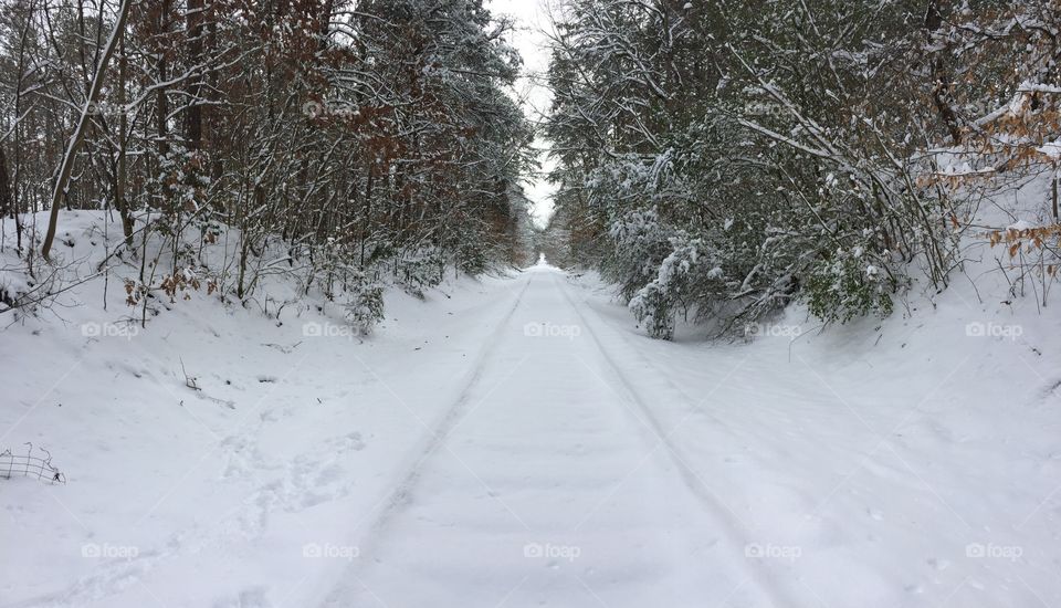 Snow covered train track.