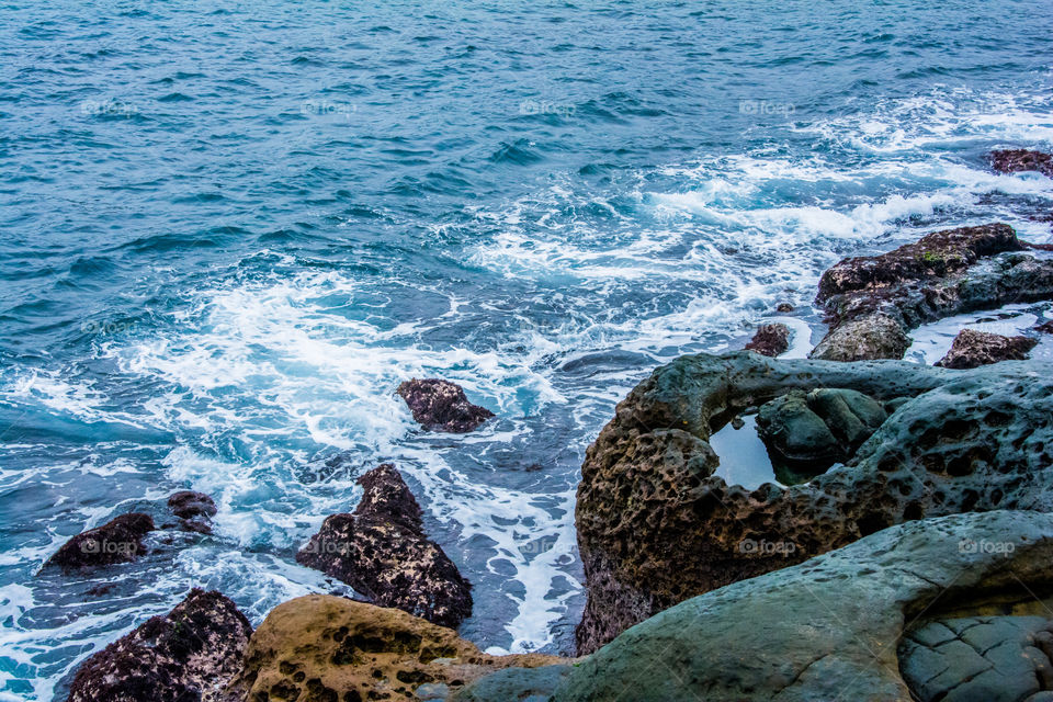 Sea view with beautiful beach waves