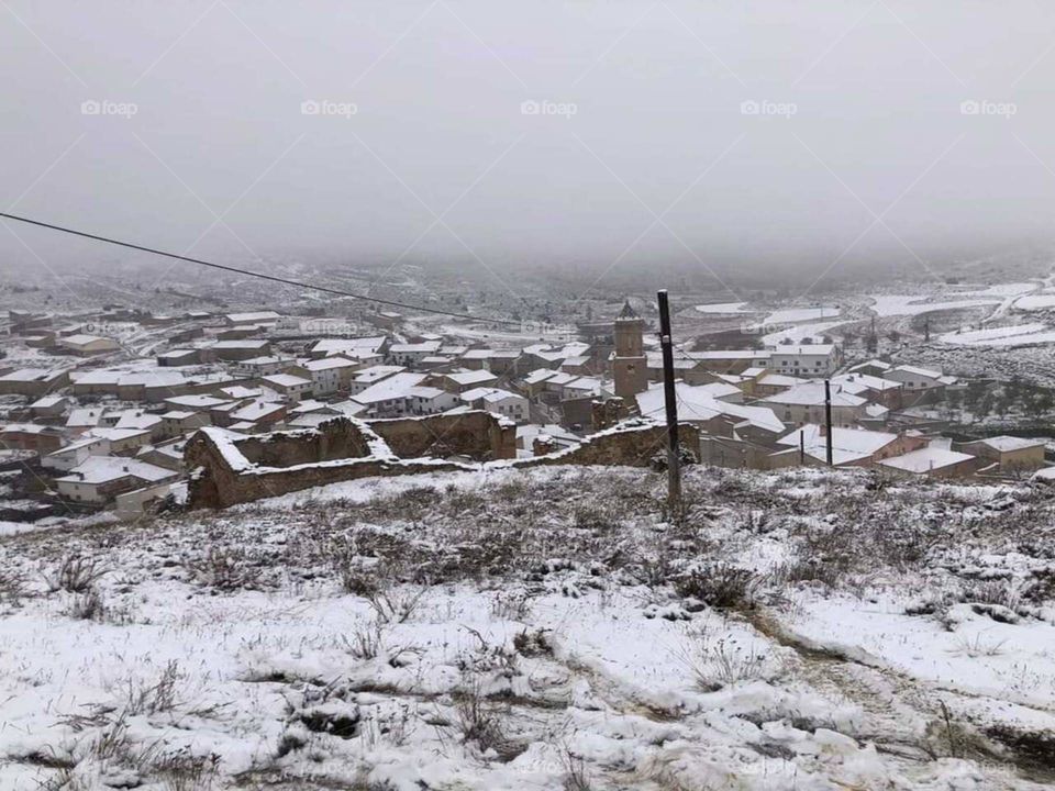 Beautiful panoramic view of Cubla dressed in white