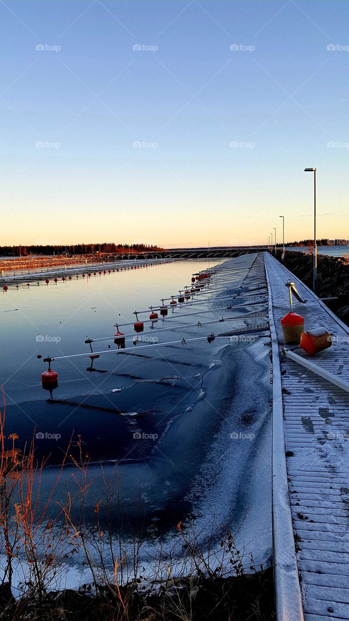 empty marina in winter