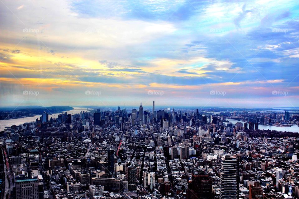 Dramatic sky over New York city