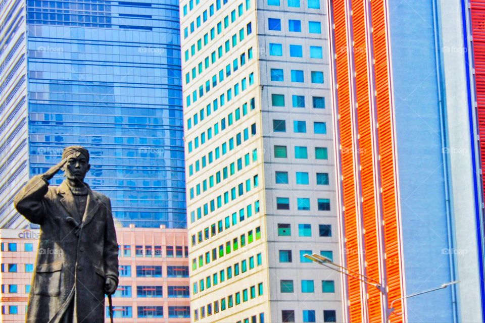 the commander in chief general sudirman monument in the middle of jakarta city.