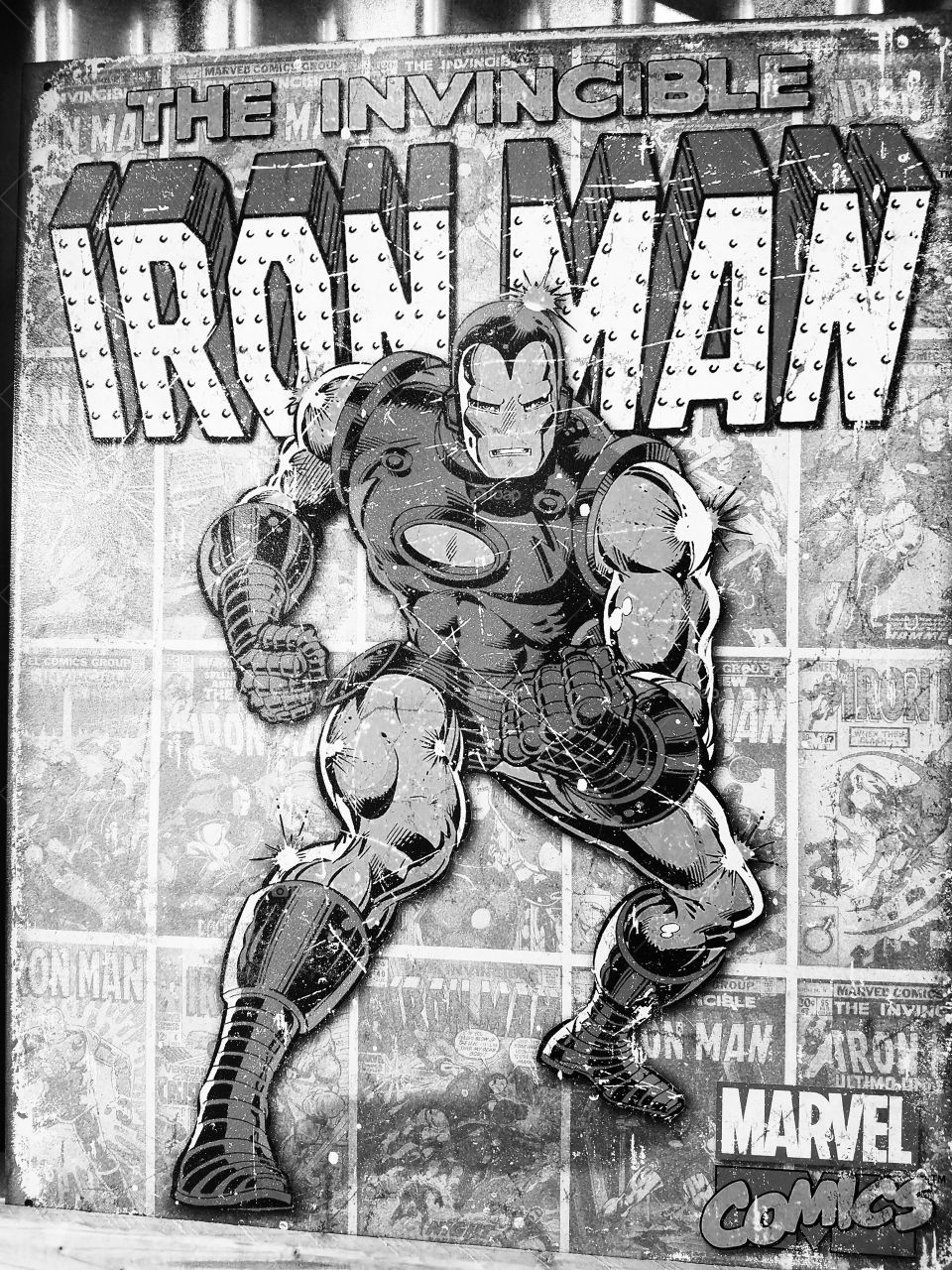 The Invincible Iron Man - Marvel Comics. Black and White poster.