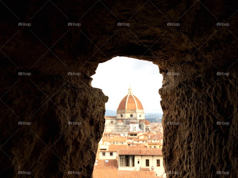 Duomo through the wall, Florence, Italy