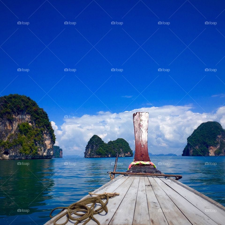 Wooden boat on sea