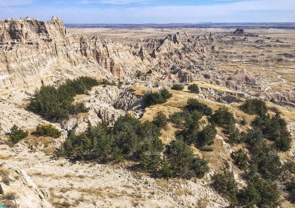 Updated version of a photo I took at the Badlands National Park in South Dakota on a bright, sunny afternoon in April.