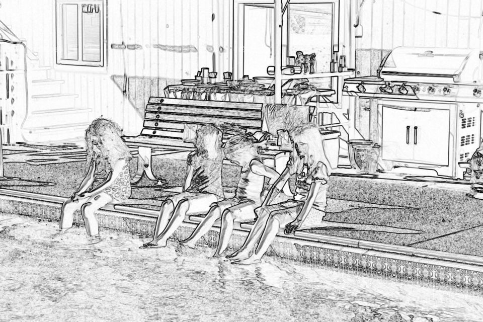 Hanging out by the pool
Digital sketch 
