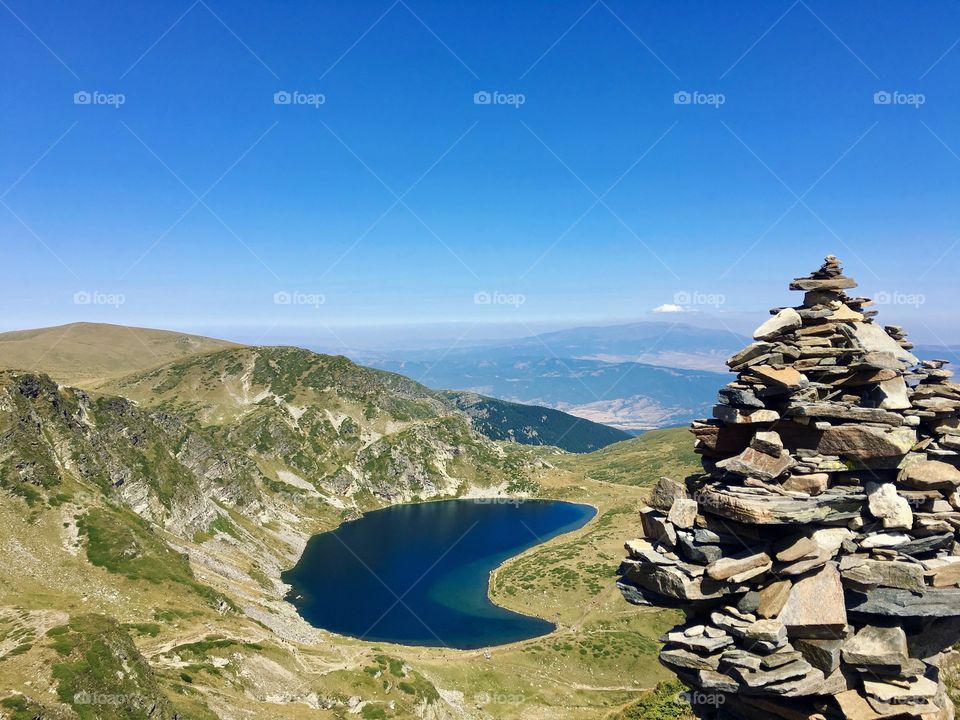 Blue lake of 7 rila lakes of bulgaria 