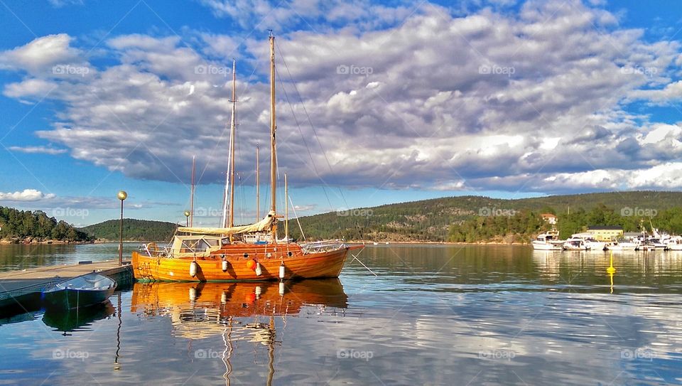 Wooden Boat. One of the last boats left after the weekend's wooden boat festival in Sætre, Norway.