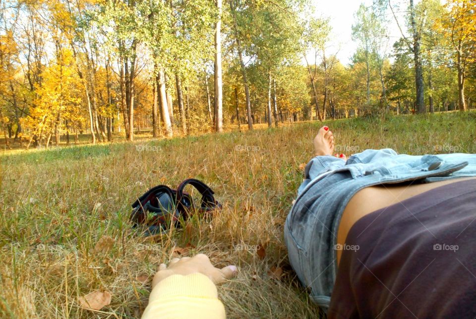 resting in autumn park