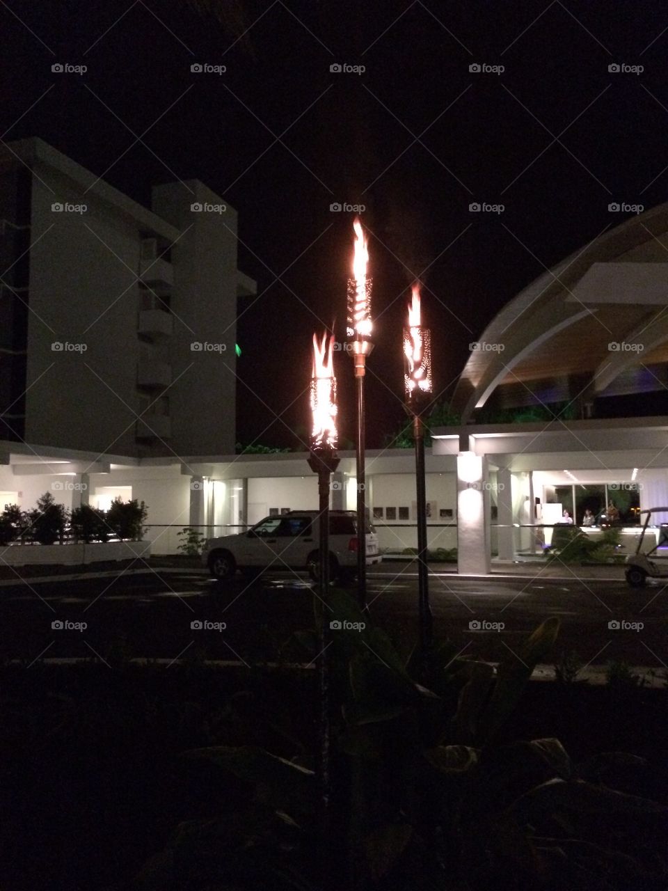 Flaming Hawaiian torches
