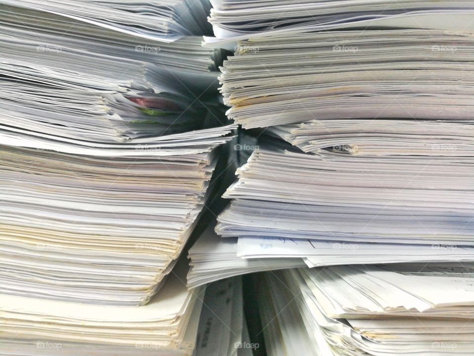 Stack of papers.