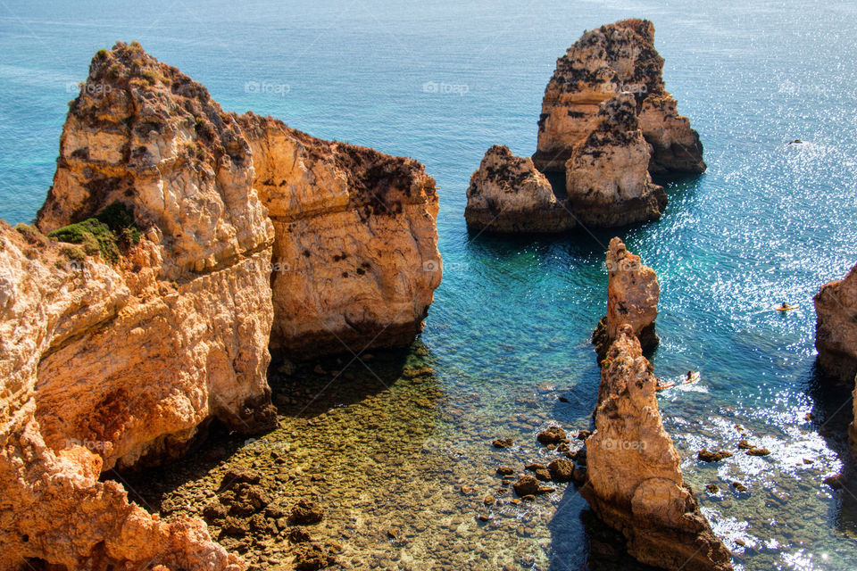 High angle view of a scenic sea