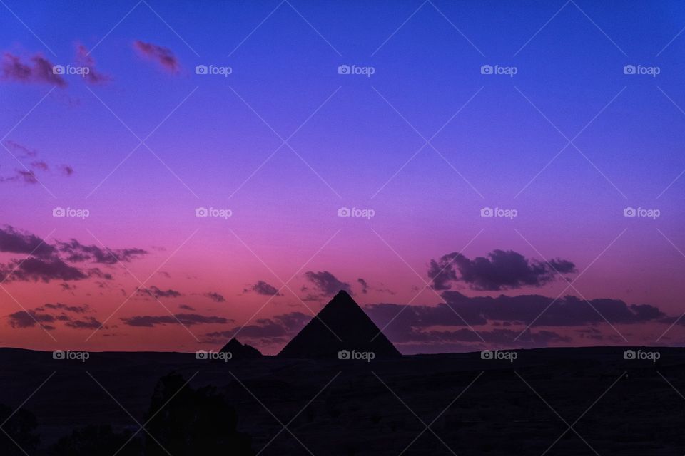The Great Pyramid of Giza on very beautiful twilight sky backgroung