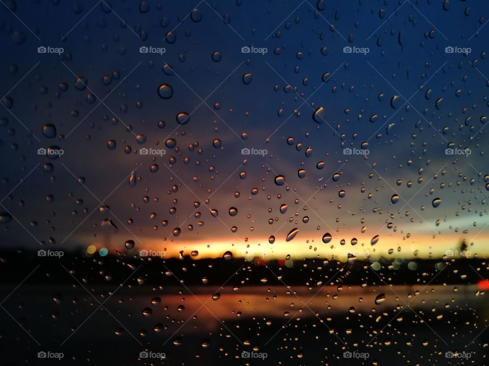 rainy sunset as a cityscape