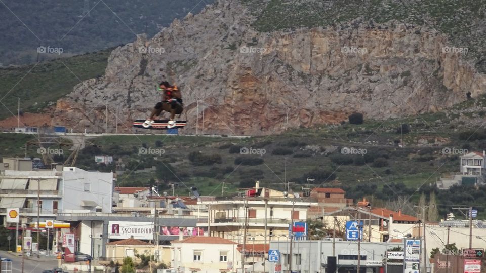 kitesurfer jumping