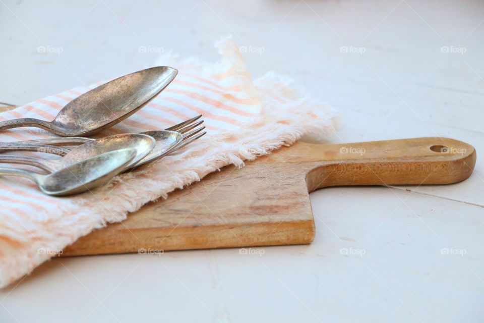 Utensils and cutting board