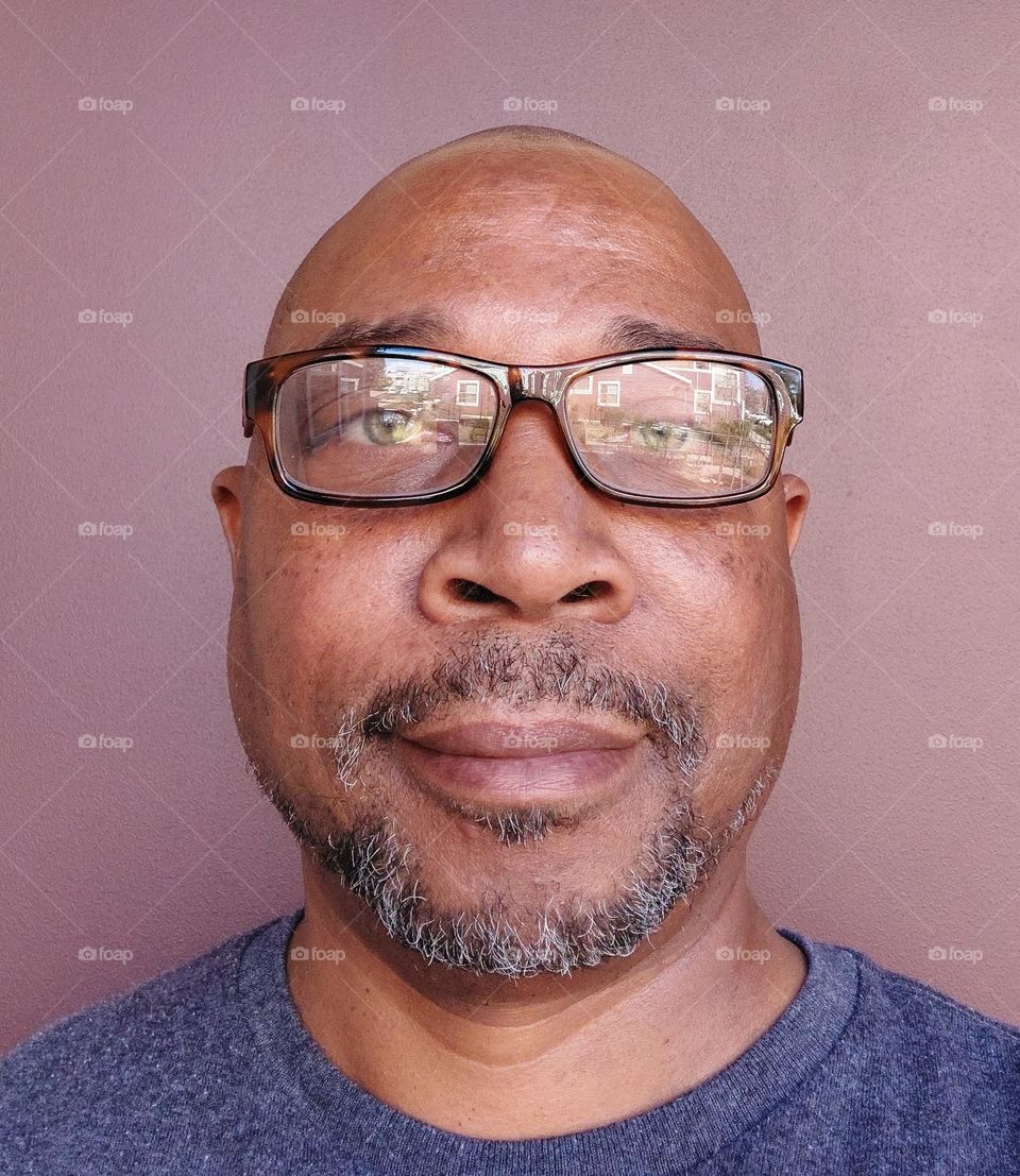 beard or no beard taken with a Plum background