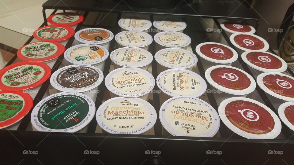A small selection of K-cup coffee to make on a lazy Saturday morning