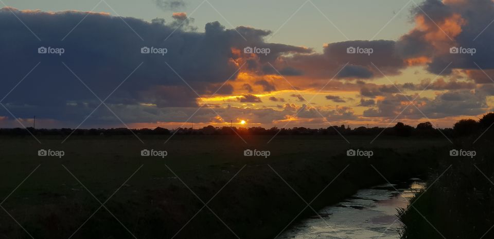 Sunset landscape silhouette