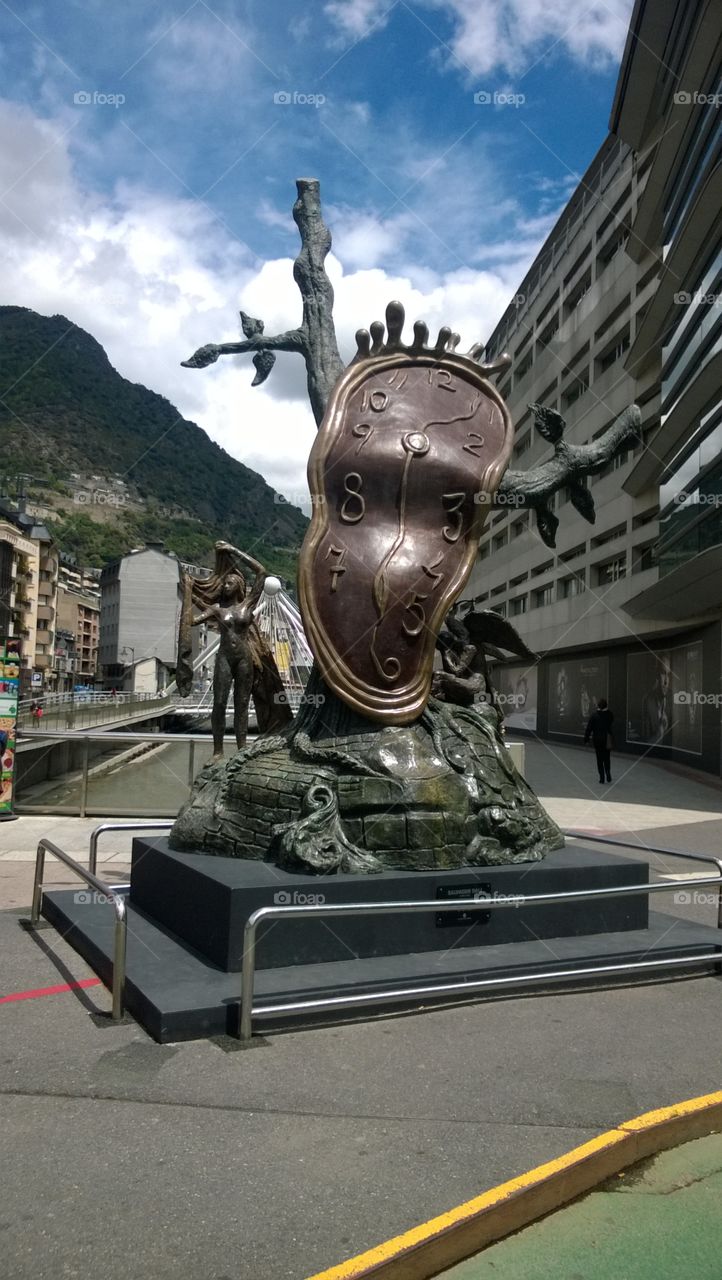 Sculpture by Salvador Dali Melting Clock in Andorra La Vella. Sculpture by Salvador Dali Melting Clock