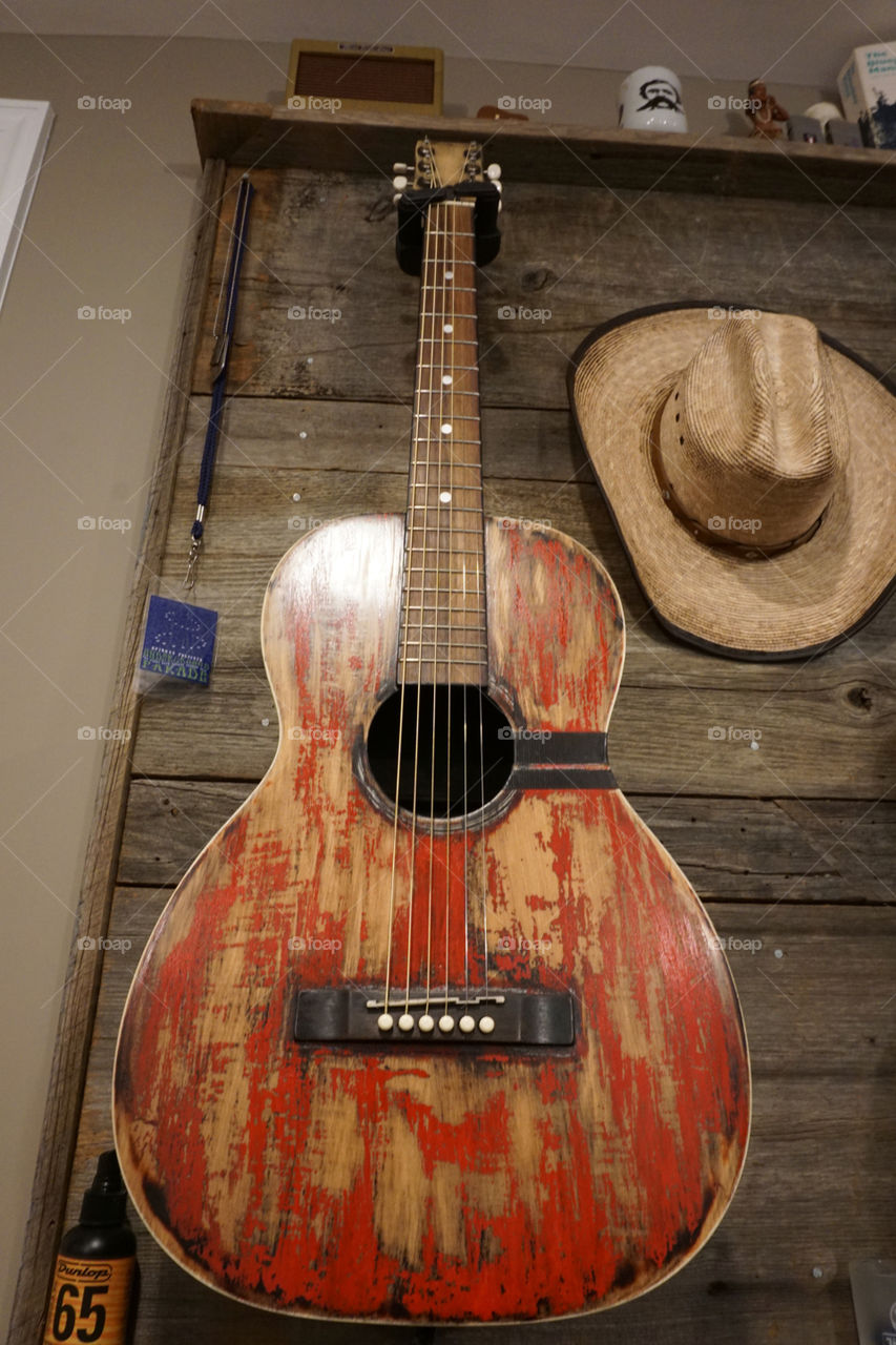 Guitar and cowboy hat