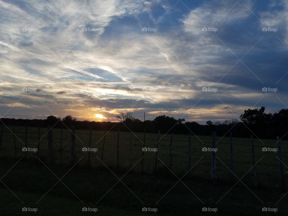 Sunset, Fence, Storm, Landscape, Dawn