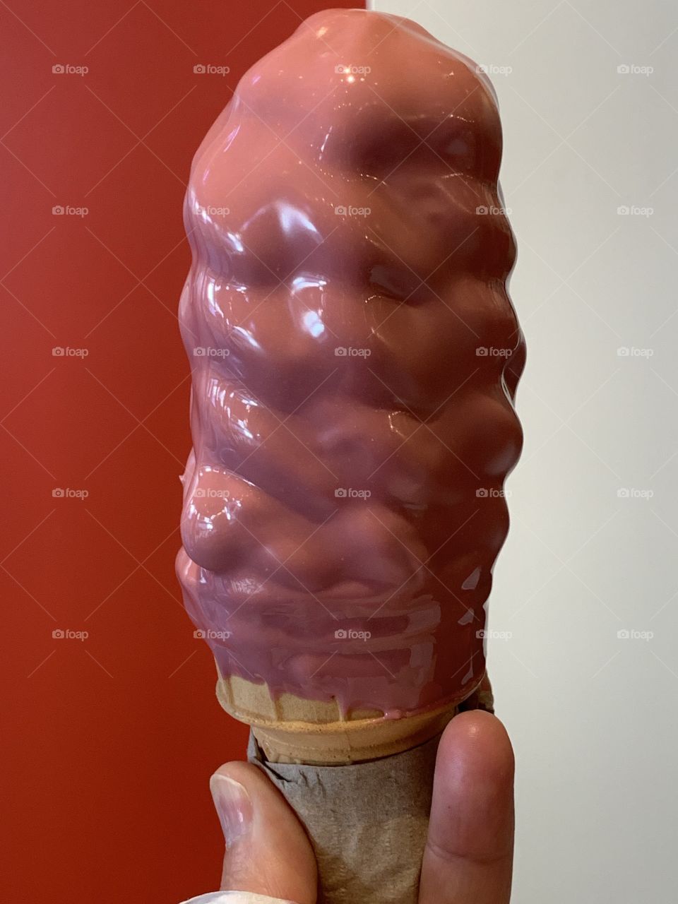 Ice cream covered with ruby chocolate- delicious 