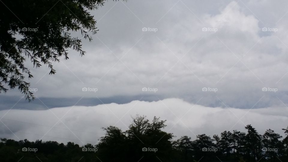 Split sky. a thunderstorm was approaching