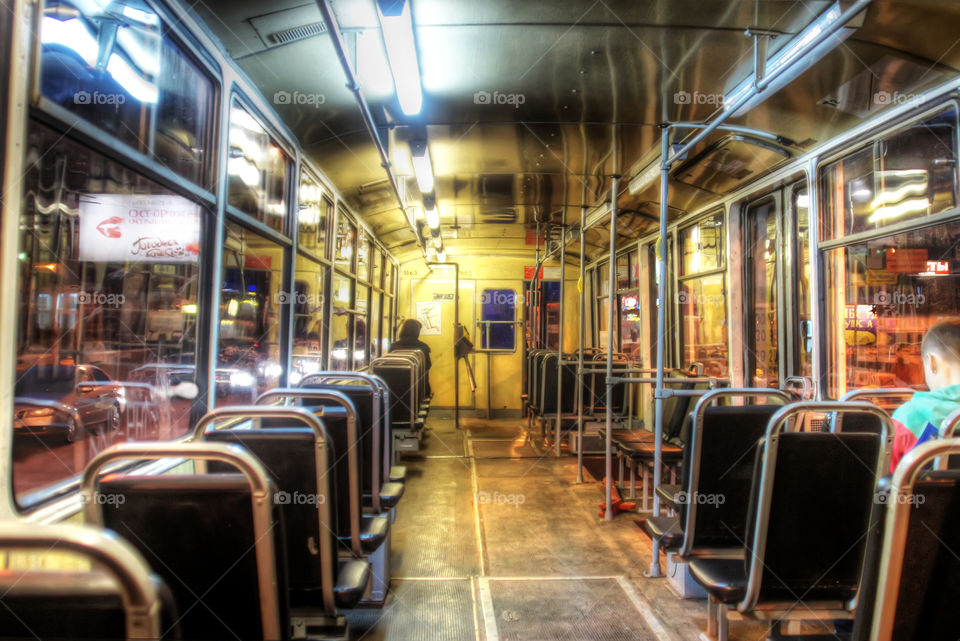 Night traffic with long traces of lights